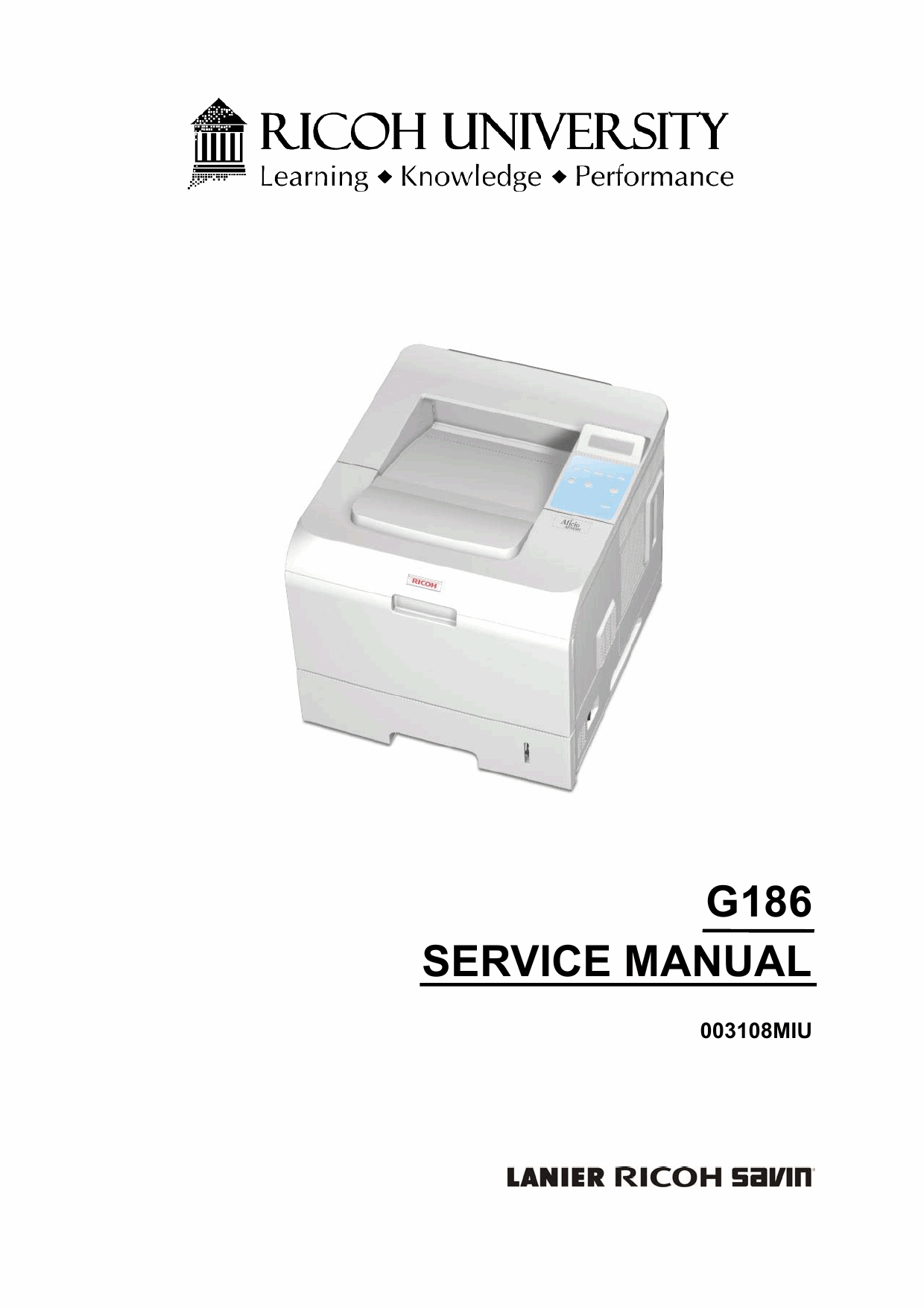 RICOH Aficio SP-5100N G186 Parts Service Manual-1